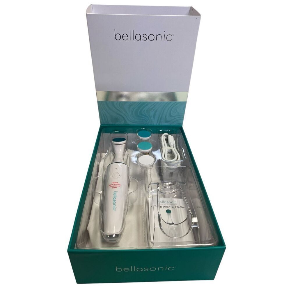 BELLASONIC 4-in-1 Rechargeable Electric Nail File Set with Travel‎ Pouch White